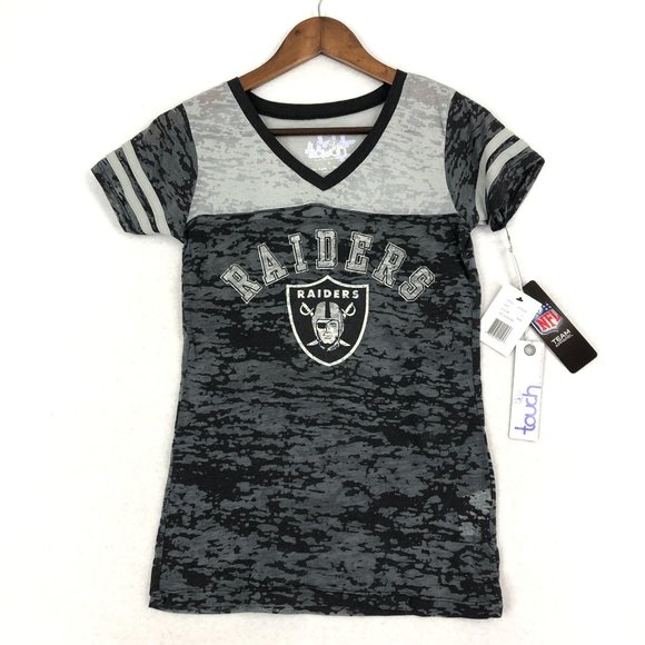 Touch by Alyssa Milano NWT Women's Size Small NFL Raiders Burnout Grey T-Shirt - Picture 1 of 12